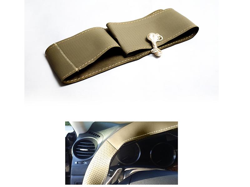 Car Stitching Steering Cover - Beige Green  Image-1