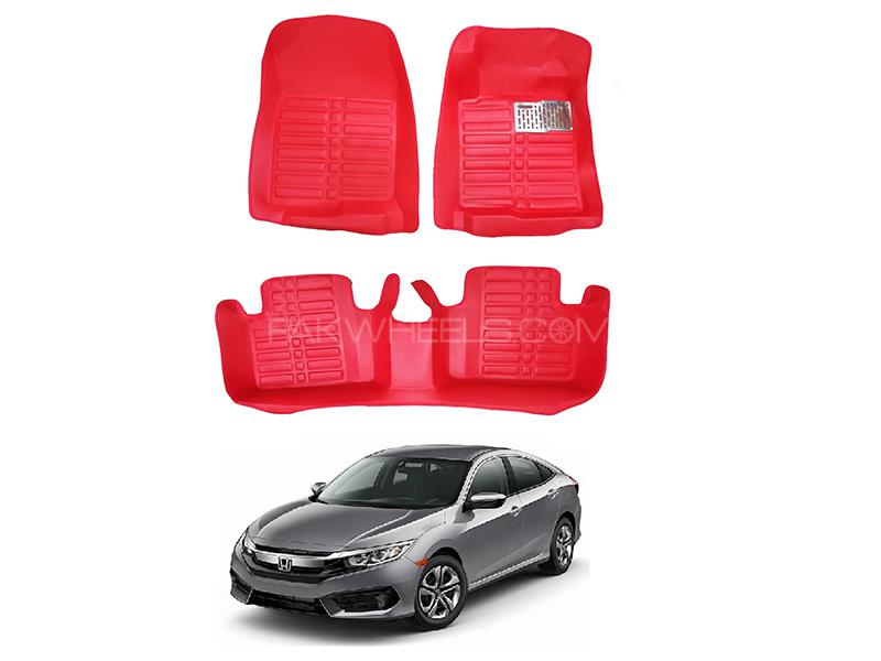 5D Custom Floor Mats Red For Honda Civic 2016-2019 Image-1