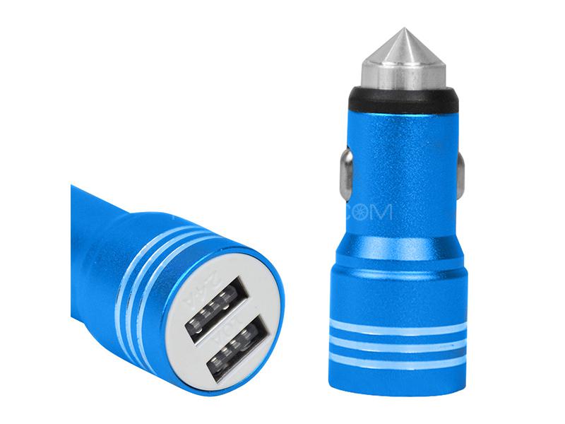 Universal Car Charger With 2 USB Ports - Blue Image-1