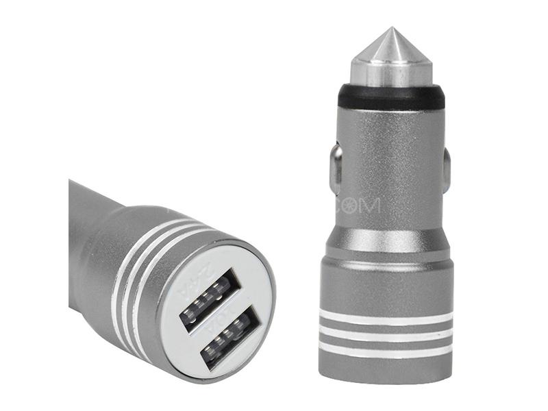 Universal Car Charger With 2 USB Ports - Silver Image-1