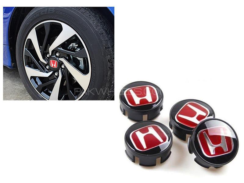 Honda Red Wheel Caps ABS Plastic 4pcs Image-1
