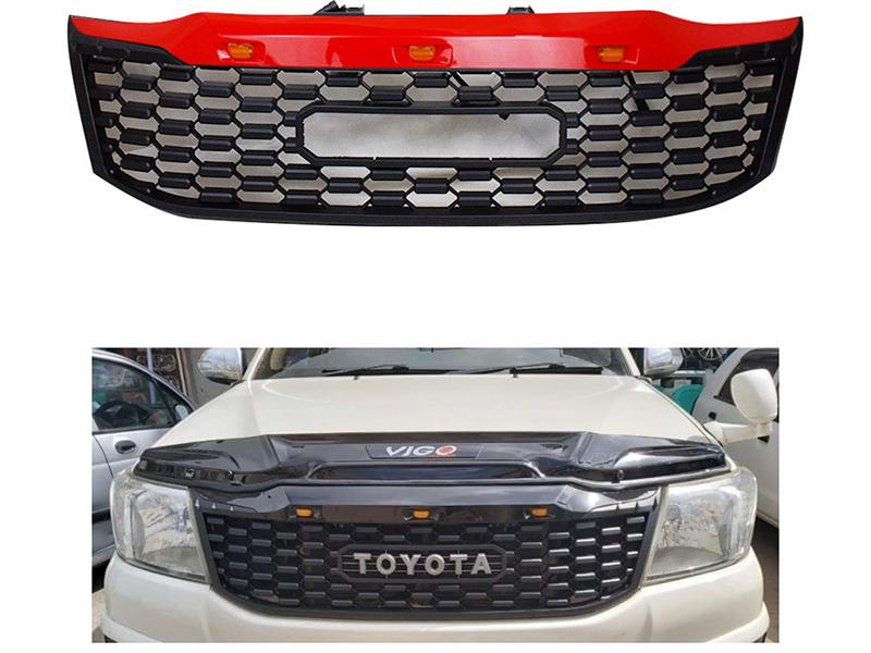 Toyota Hilux Vigo 2012-2014 Front Grill - Black & Red Image-1