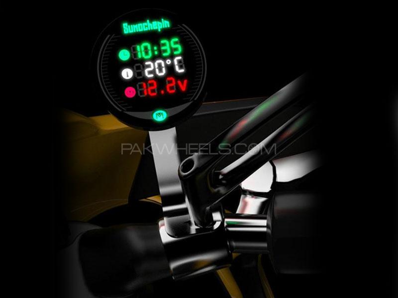 Digital Led Clock With Temperature and Volt Meter For Bikes Digital Led Clock With Temperature and Volt Meter For Bikes Image-3