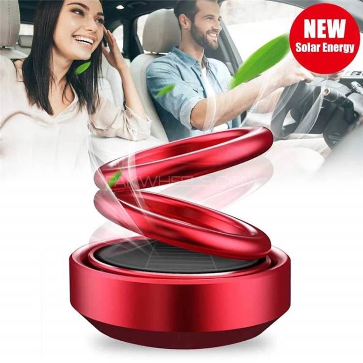 Car Air Freshener Solar Automatic Rotating Double Ring Suspension Image-1
