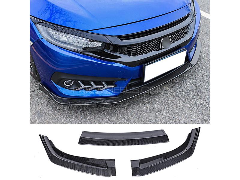 Honda Civic 2016-2020 Front Bumper Lip - Plain Black Image-1