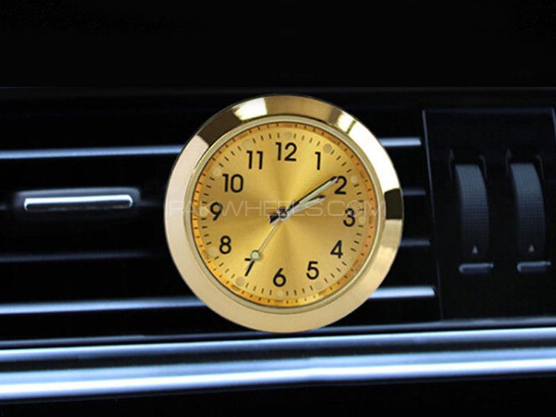 Car Ac Vent Clock Golden Image-1
