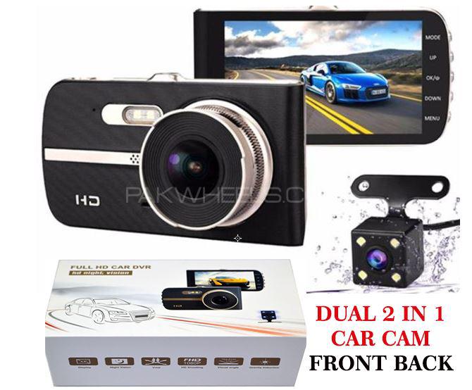 DUBLE DUAL CAR CAM H83 FRONT BACK DOUBLE DISPLAY CAMERA FHD VIDEO Image-1