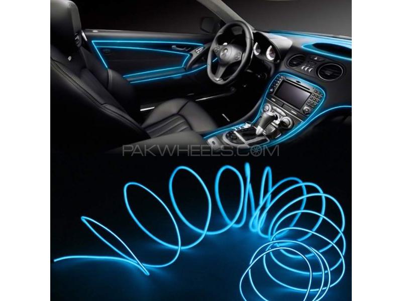 Car Interior EL Glow Neon Wire Ice Blue 2m Image-1