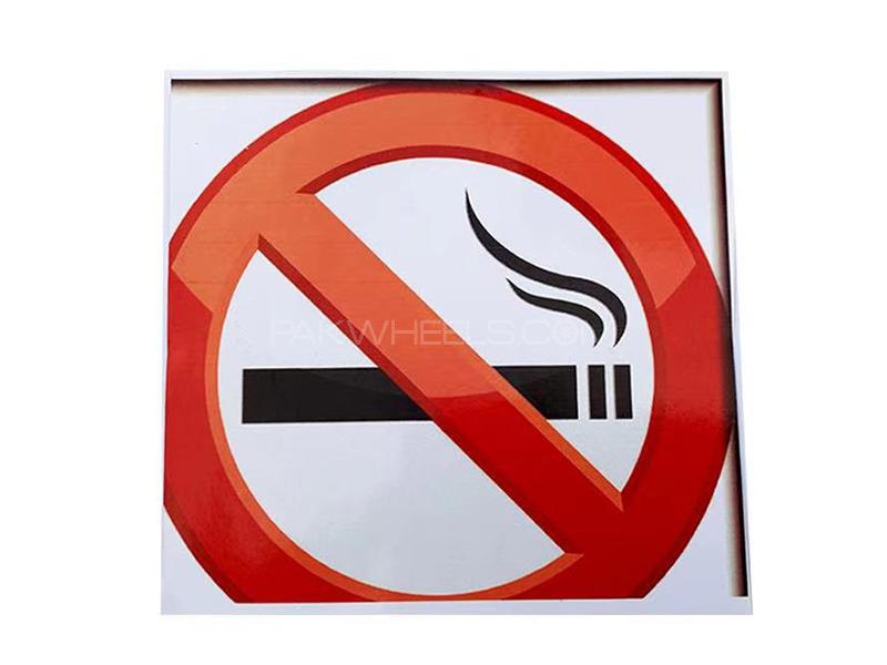 No Smoking Car Vinyl Sticker - Red & White for sale in Karachi Image-1