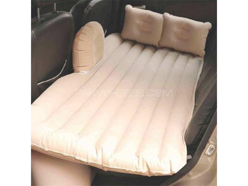 Universal Inflatable Car Air Mattress - Beige | Car Traveling Bed | Portable Mattress Image-1
