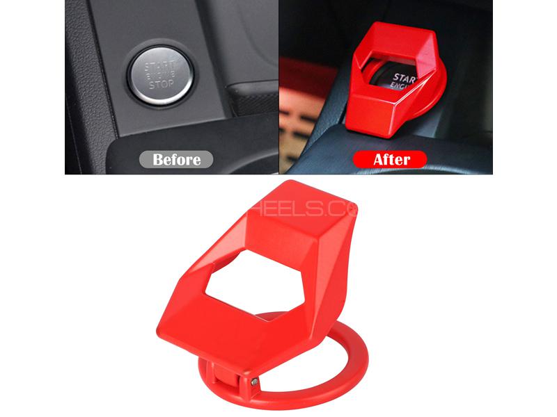 Car Metal Push Start Button Cover Red Image-1