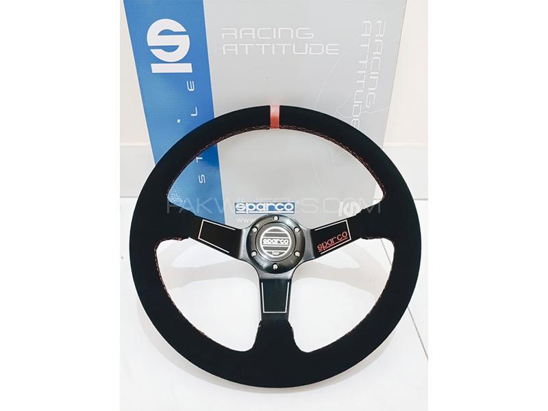 Universal Deep Dish Steering Wheel 350mm Suede Leather - Sparco Image-1