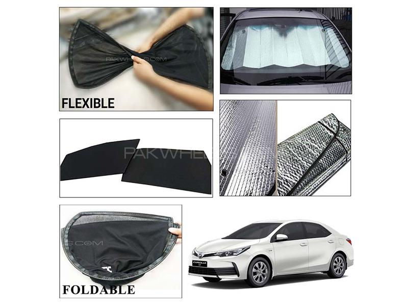 Toyota Corolla 2014-2021 Foldable Shades And Front Silver Shade - Bundle Pack  Image-1