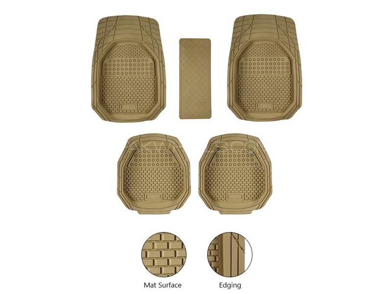Diamond Pvc Standard Universal Car Floor Mat Beige 901 | All Weather Protection | Front And Rear  Image-1