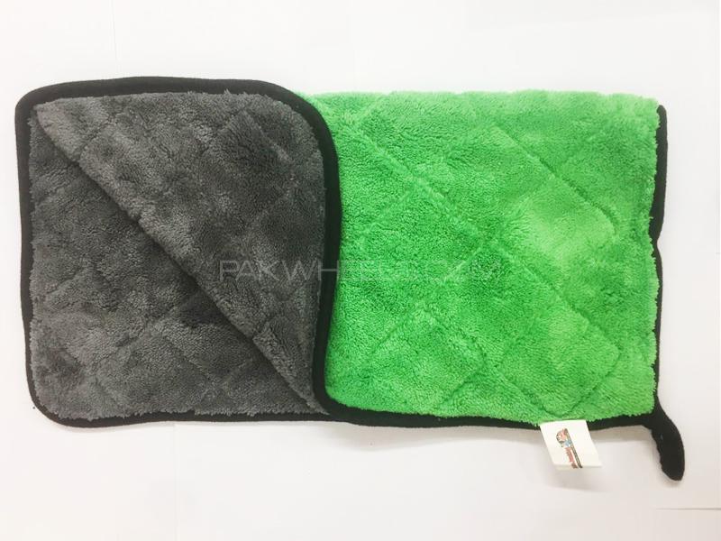 Microfiber Diamond Cut Towel Green And Grey 40 x 40 Image-1