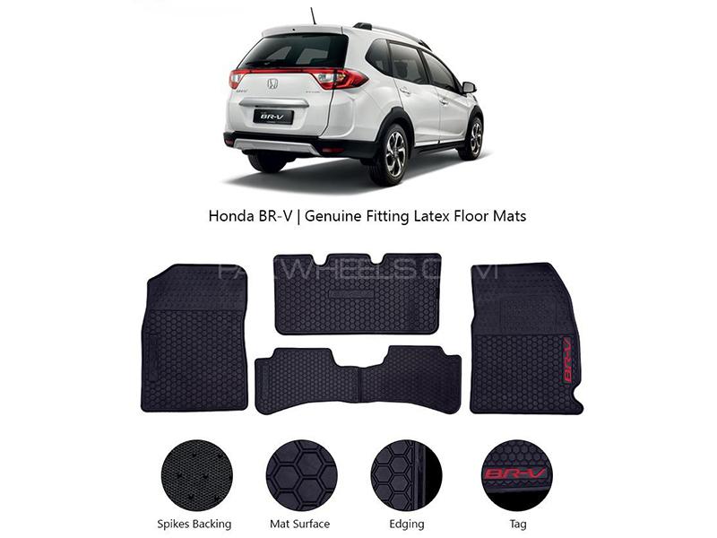 Diamond Latex Premium Black Honda Brv Floor Mats| Plastic | Water Proof | Rubber Mats Image-1