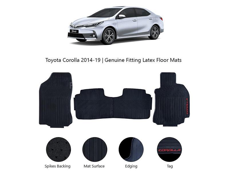 Diamond Latex Premium Black Toyota Corolla 2014-2021 Floor Mats| Plastic | Water Proof | Rubber Mats Image-1