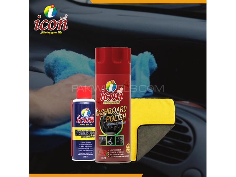 Icon Plus Anti Rust With Dashboard Polish and Microfiber Small - Pack of 3 Image-1