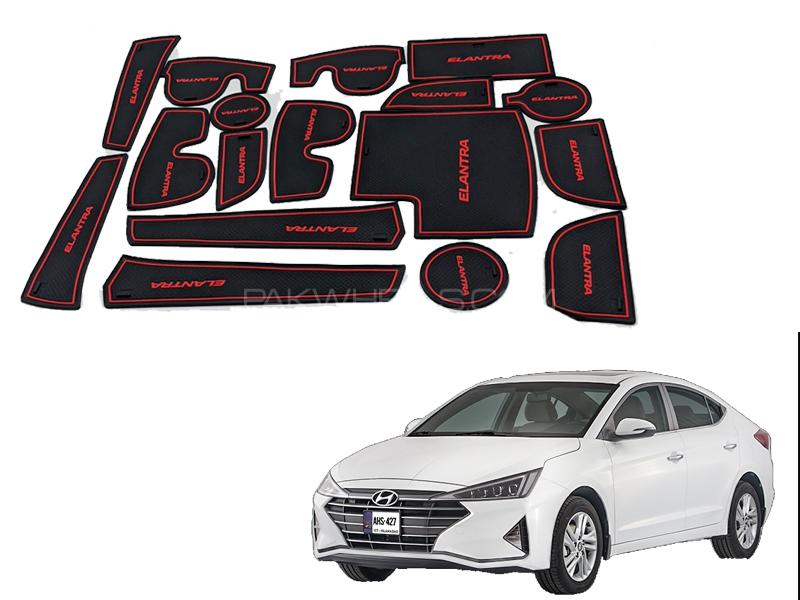 Hyundai Elantra Interior Non Slip Mats Set Red Black Image-1