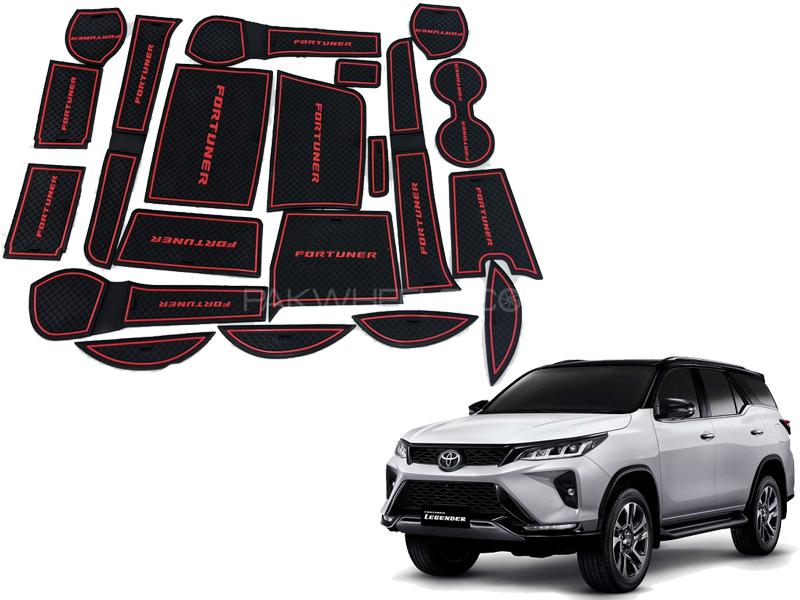 Toyota Fortuner 2016-2022 Interior Non Slip Mats Set Red Black Image-1