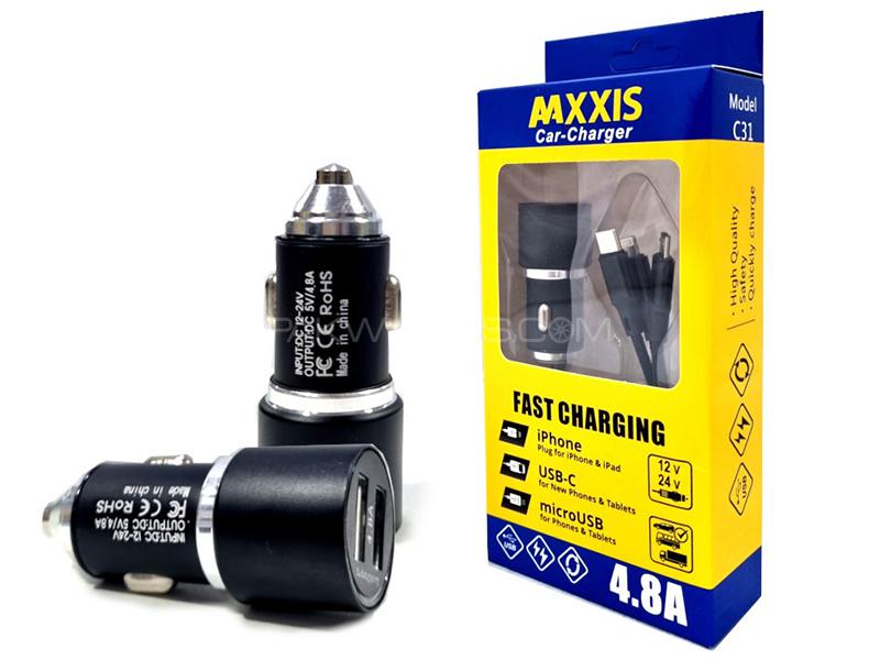 Buy MAXXIS Car Cigarette Lighter Dual USB Port Charger With 3 in 1 Cable -  4.8A 
