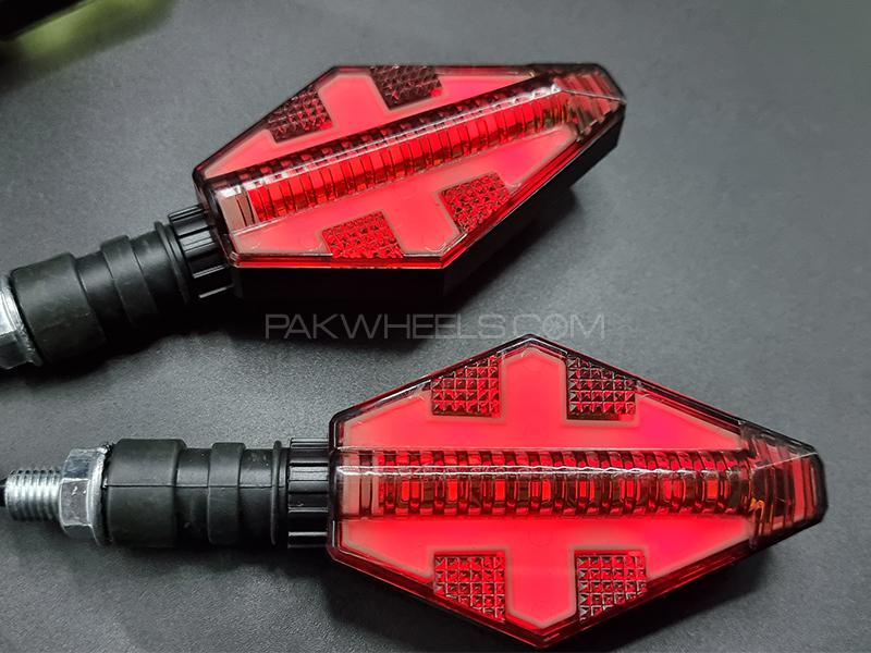 Motorcycle Red Indicator LED sequential Turn Signal 2pc Image-1