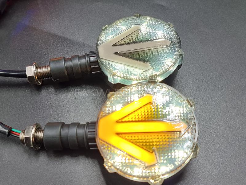 Motorcycle White Round Indicator LED sequential Turn Signal 2pc Motorcycle White Round Indicator LED sequential Turn Signal 2pc Image-2