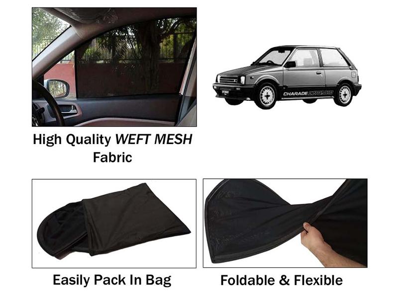 Daihatsu Charade 1984-1986 Sun Shades | Heat Proof | Foldable | Mesh Fabric | 4 Pcs Set  Image-1