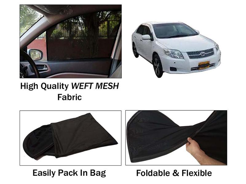 Toyota Axio 2006-2010 Sun Shades | Heat Proof | Foldable | Mesh Fabric | 4 Pcs Set  Image-1