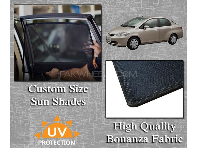 Honda City 2003-2008 Sun Shades | Bonanza Fabric | Thick Rods | Original Size Image-1