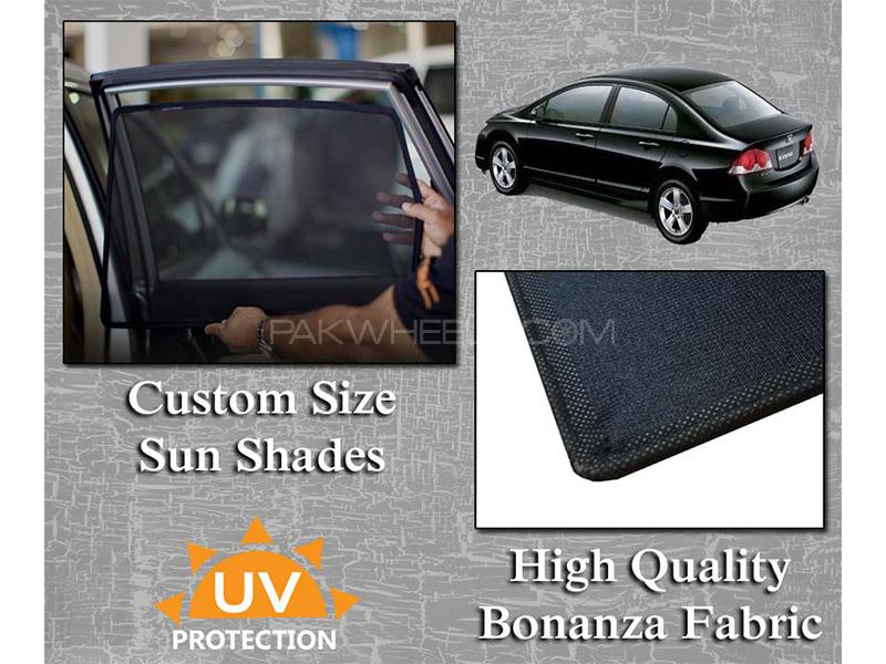 Honda Civic 2006-2012 Sun Shades | Bonanza Fabric | Thick Rods | Original Size Image-1