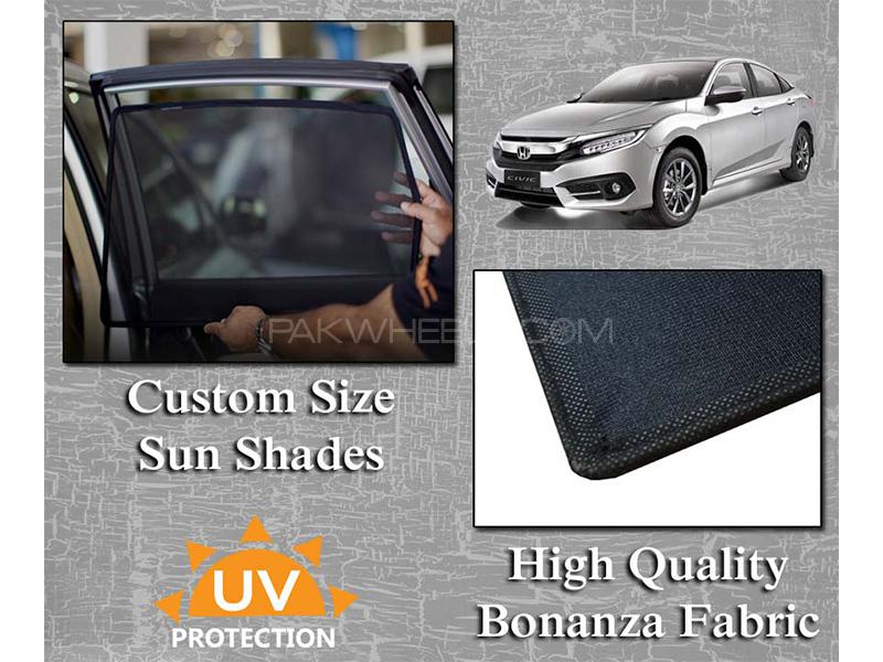 Honda Civic 2016-2021 Sun Shades | Bonanza Fabric | Thick Rods | Original Size Image-1