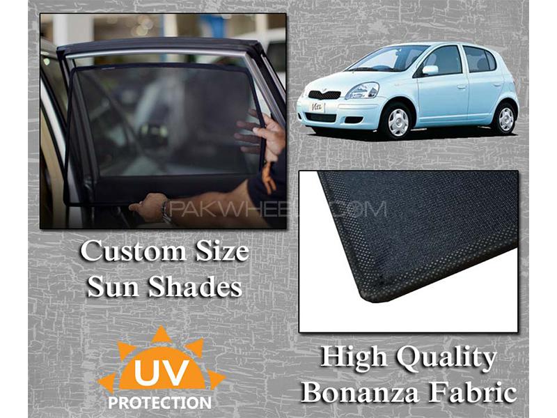 Toyota Vitz 1997-2004 Sun Shades | Bonanza Fabric | Thick Rods | Original Size Image-1