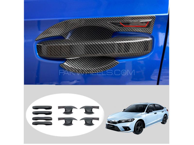 Honda Civic 2022 Door Handle Covers Bowls Carbon Fiber Handles Image-1