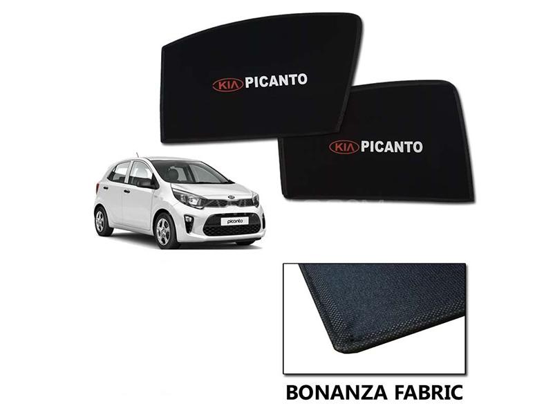 Kia Picanto 2019-2022 Sun Shades With Logo | Bonanza Fabric | Heat Proof 