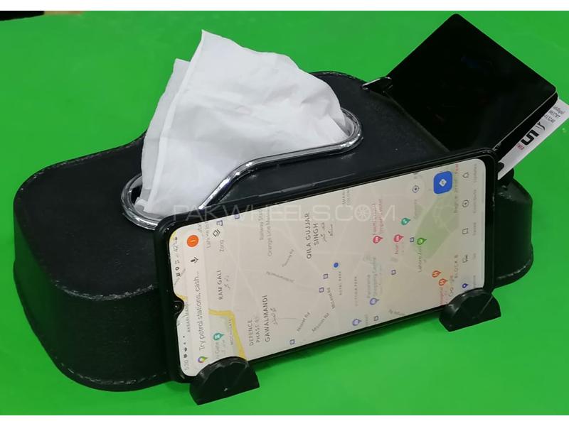 Car Dashboard Tissue Box Mobile Holder Card Holder Black Image-1