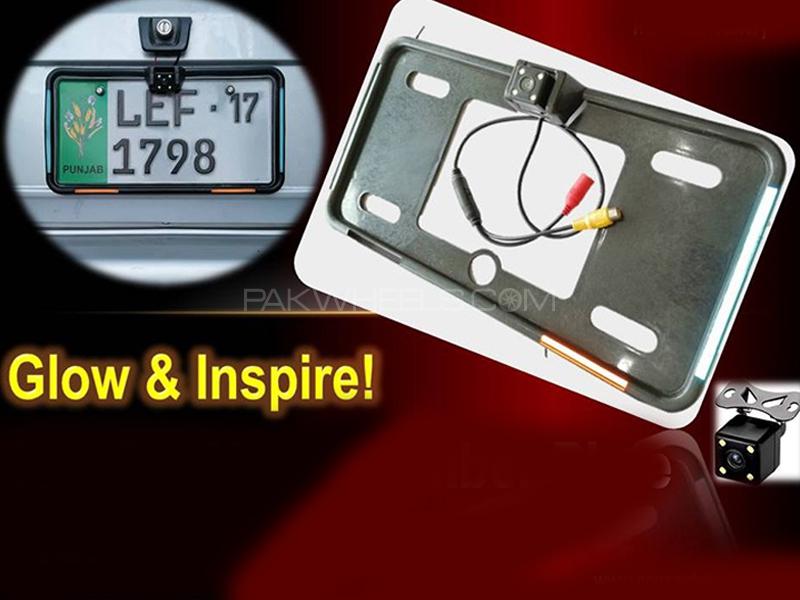 Car Neon Number Plate Frame With Back Camera  Image-1