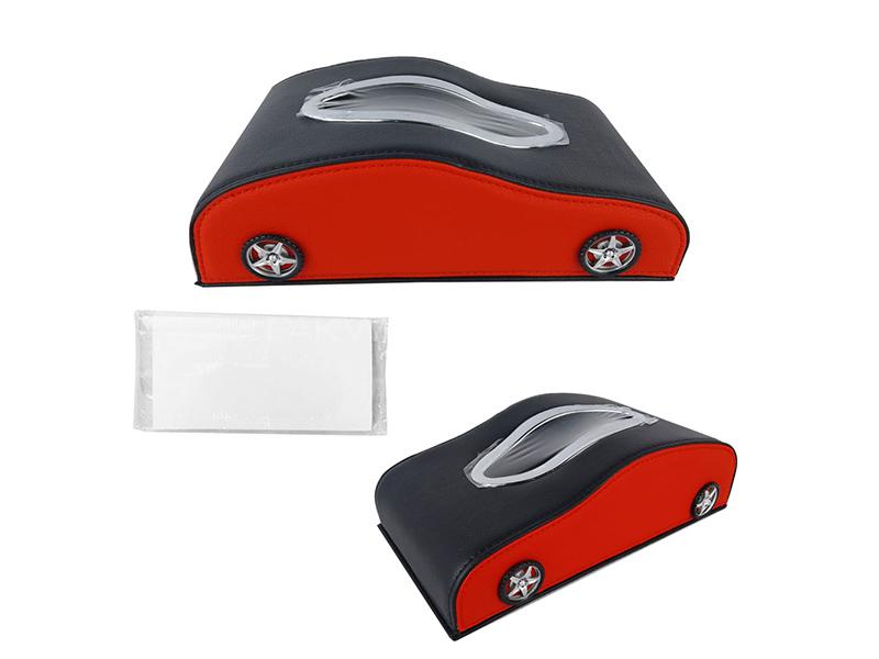 Universal Car Shape Tissue Box - Black & Red  Image-1