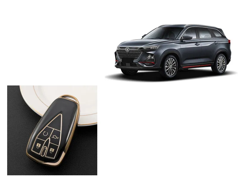 Changan Oshan X7 Smart Key Remote Cover Black Gold Case Image-1