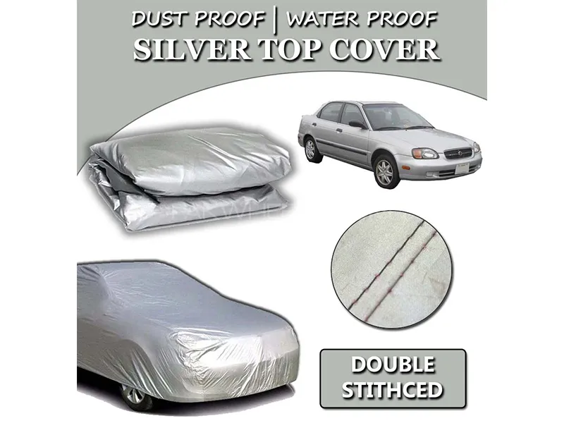 Suzuki Baleno 1998-2005 Parachute Silver Car Top Cover | Heat Proof | Double Stitched  Image-1