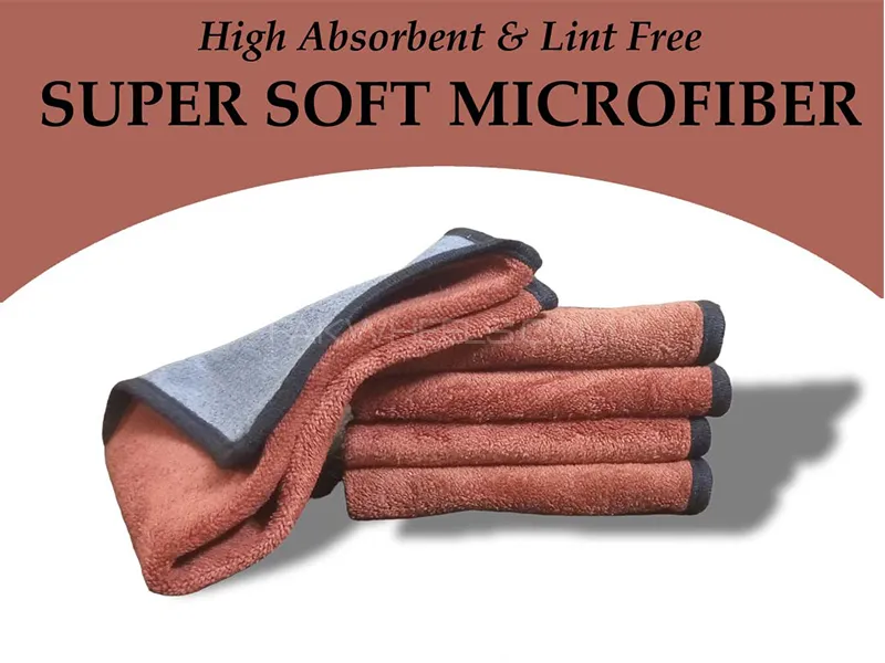 MicroFiber Cloth Laminated Double Ply - Brown & Grey - Pack Of  5 Image-1