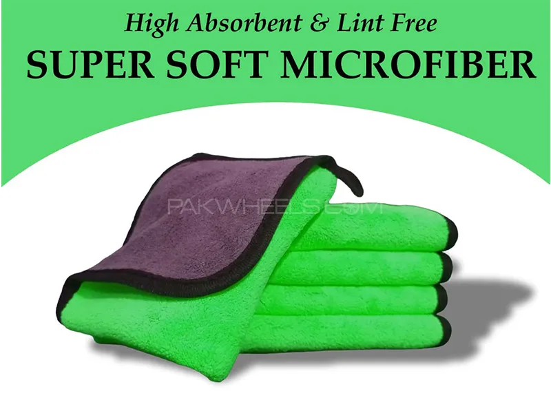 MicroFiber Cloth Laminated Double Ply - Green & Grey - Pack Of 5 Image-1