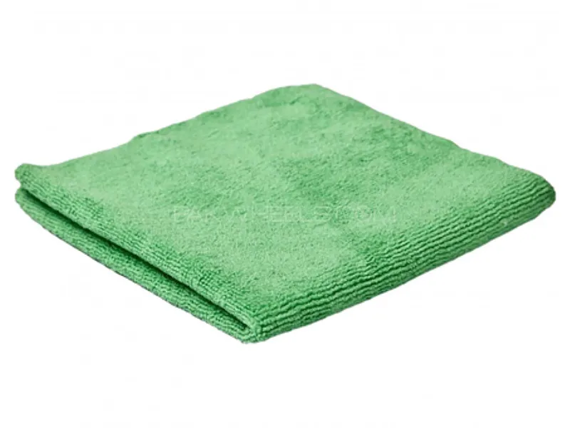 Microfiber Cloth Green 40cm x 30cm - 400 GSM - Pack Of 5 Image-1