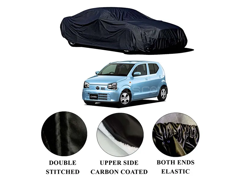 Mazda Carol 2010-2023 Polymer Carbon Coated Car Top Cover | Double Stitched | Water Proof Image-1