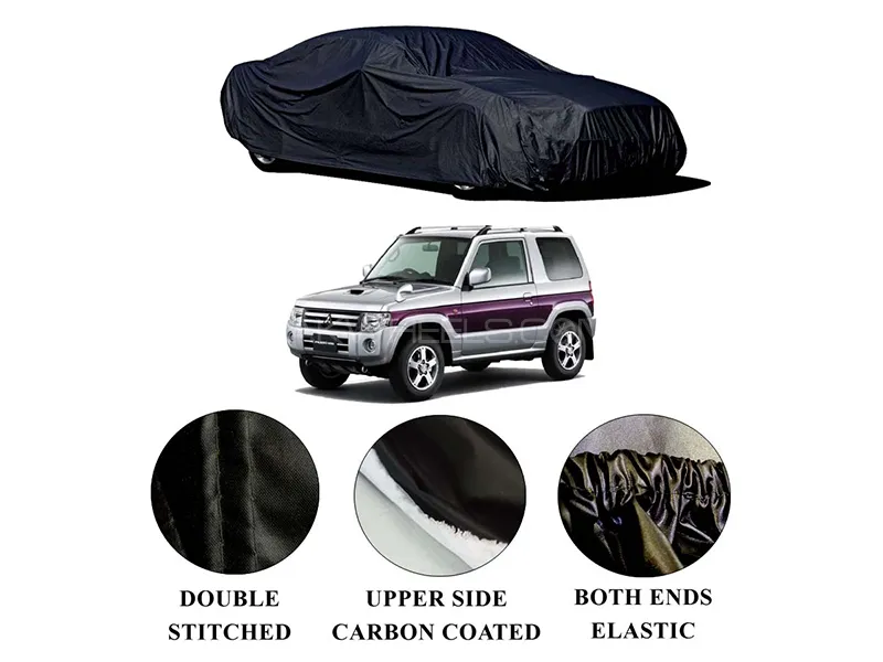 Mitsubishi Pajero Mini Polymer Carbon Coated Car Top Cover | Double Stitched | Water Proof Image-1
