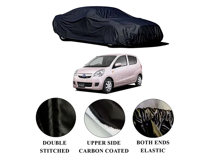 Subaru Pleo 2010-2014 Polymer Carbon Coated Car Top Cover | Double Stitched | Water Proof Image-1