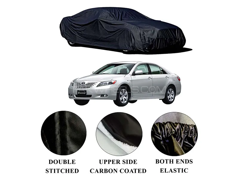 Toyota Camry 2011-2023 Polymer Carbon Coated Car Top Cover | Double Stitched | Water Proof Image-1
