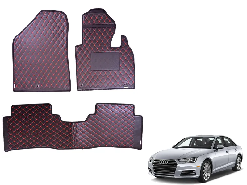 Audi A4 Diamond Cut Floor Mat Luxury Floor Mat Premium Black Red Mat Genuine Fitting Mat