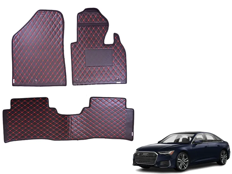 Audi A6 Diamond Cut Floor Mat Luxury Floor Mat Premium Black Red Mat Genuine Fitting Mat