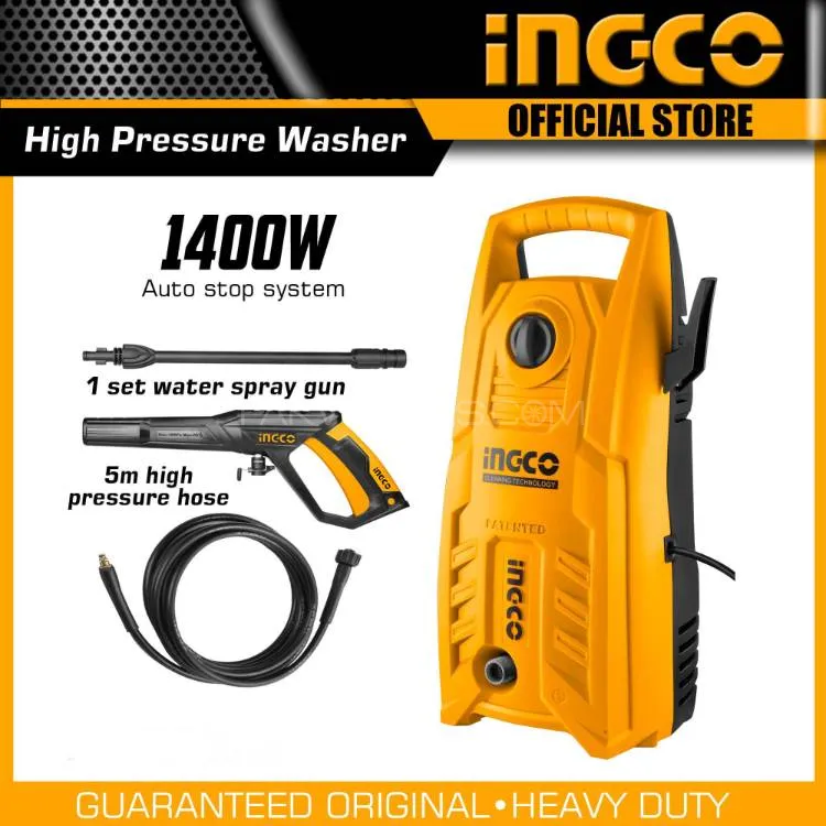 Original INGCO High Pressure Car Washer Machine - 130 Bar, Copper Wire Motor Image-1